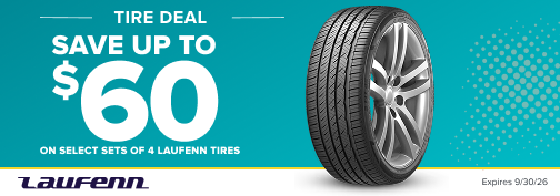 Laufenn 4 Tire Up To $60 Mail in Rebate 08/01/2026 through 08/30/2026